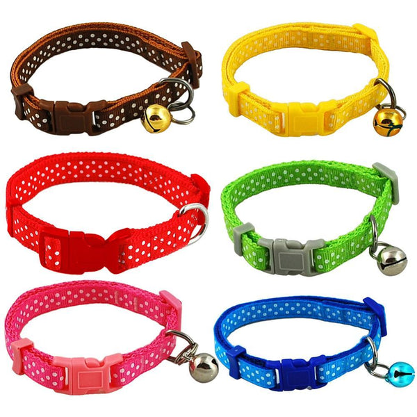 1pcs Dot Print Nylon Dog Puppy Cat Collars Multi Colors Cat Harness With Bell For Pet Small Animal Pets Supplies