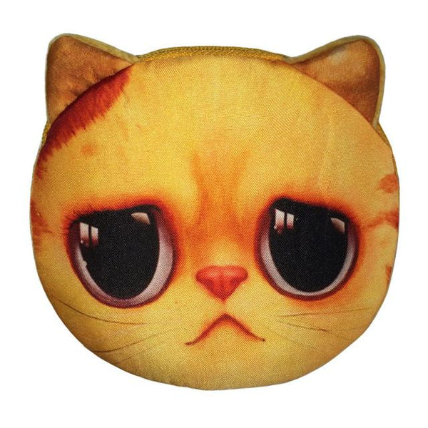 Cute Cat Face Printing Zipper Coin Purses Women Cartoon Coin Wallets Ladies Makeup Storage Bag