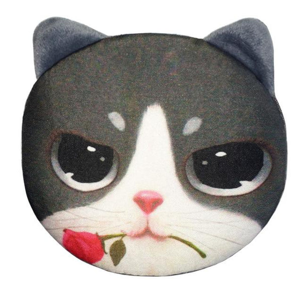 Cute Cat Face Printing Zipper Coin Purses Women Cartoon Coin Wallets Ladies Makeup Storage Bag