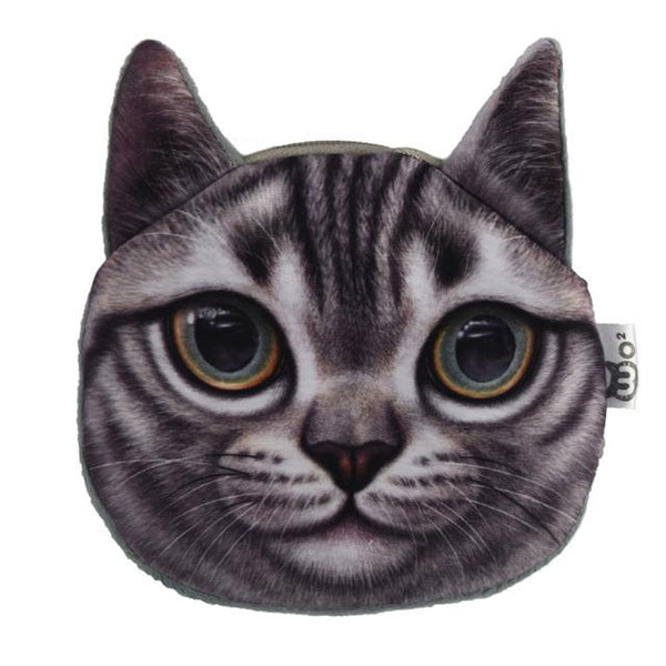 Cute Cat Face Printing Zipper Coin Purses Women Cartoon Coin Wallets Ladies Makeup Storage Bag