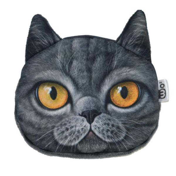 Cute Cat Face Printing Zipper Coin Purses Women Cartoon Coin Wallets Ladies Makeup Storage Bag