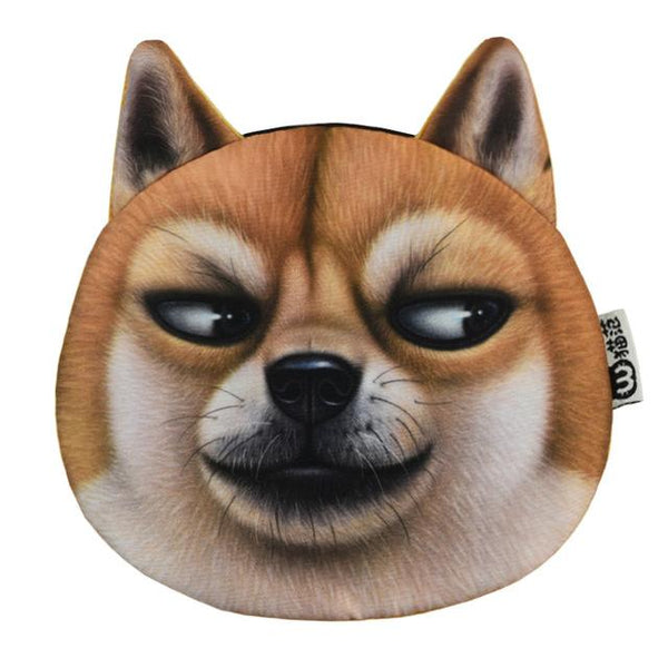 Cute Cat Face Printing Zipper Coin Purses Women Cartoon Coin Wallets Ladies Makeup Storage Bag