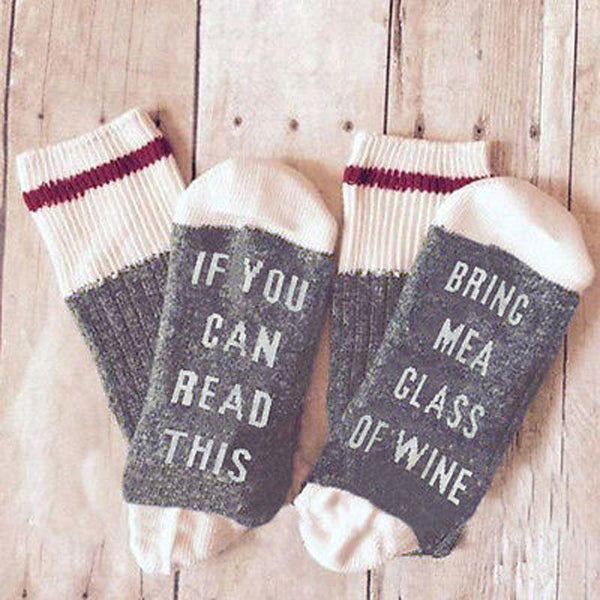 Custom wine socks If You can read this Bring Me a Glass of Wine Socks autumn spring fall 2018 new arrival
