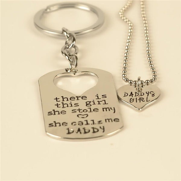Daddy Father Daughter Necklace Paired Pendants Key Chain Dad Love Heart Necklace family Jewelry Birthday New Year Gift For Child