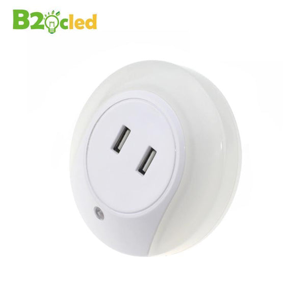 LED night light sensor 2 USB Charging socket LED 110V 220V 0.5W automatic night lamp intelligence warm white light for bedroom