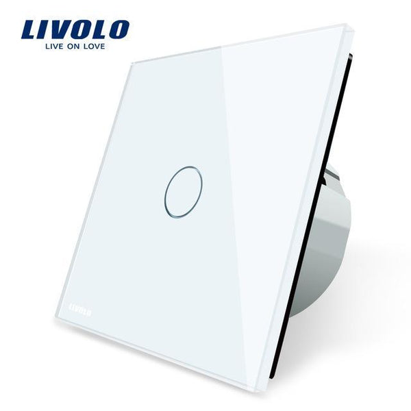 Livolo EU Standard  Switch Wall Touch Switch Luxury White Crystal Glass, 1 Gang 1 Way Switch, AC 220-250  C701-11/2/3/5