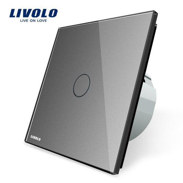 Livolo EU Standard  Switch Wall Touch Switch Luxury White Crystal Glass, 1 Gang 1 Way Switch, AC 220-250  C701-11/2/3/5