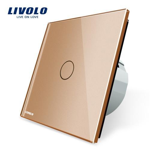 Livolo EU Standard  Switch Wall Touch Switch Luxury White Crystal Glass, 1 Gang 1 Way Switch, AC 220-250  C701-11/2/3/5