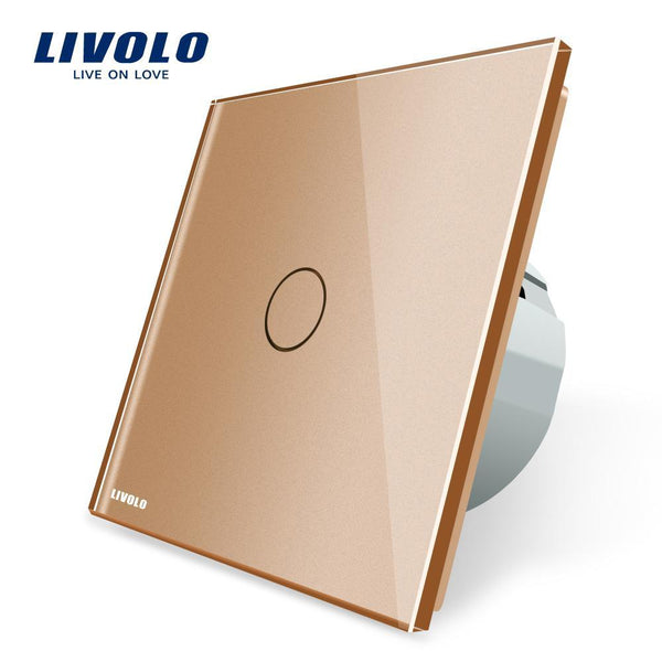 Livolo EU Standard  Switch Wall Touch Switch Luxury White Crystal Glass, 1 Gang 1 Way Switch, AC 220-250  C701-11/2/3/5