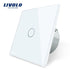 Livolo EU Standard  Switch Wall Touch Switch Luxury White Crystal Glass, 1 Gang 1 Way Switch, AC 220-250  C701-11/2/3/5