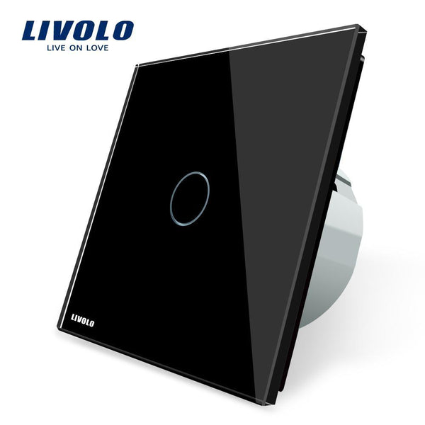 Livolo EU Standard  Switch Wall Touch Switch Luxury White Crystal Glass, 1 Gang 1 Way Switch, AC 220-250  C701-11/2/3/5