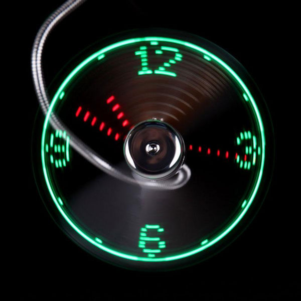 LED Light USB Fan Time Clock Desktop Mini Flexible