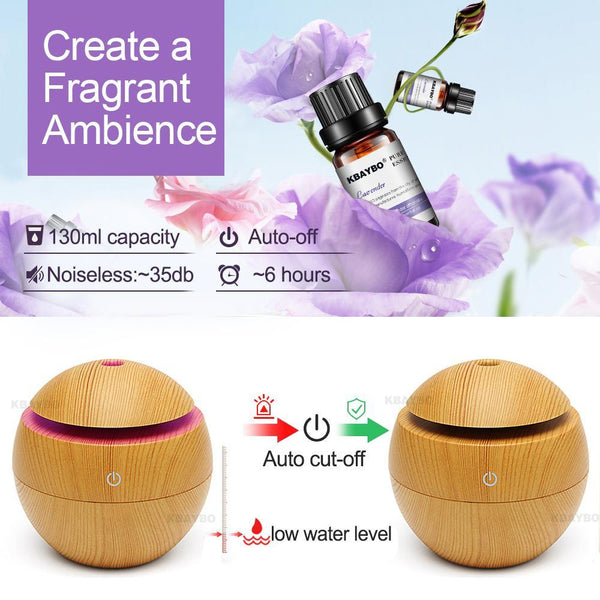 USB Essential Oils Mini Diffuser for Aromatherapy | Cool Mist Humidifier Air Purifier and 7 Color Change LED Night Light for Home