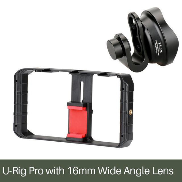 Pro Smartphone Video Rig with 3 Shoe Mounts Filmmaking Case Handheld Phone Video Stabilizer Grip Tripod Mount Stand