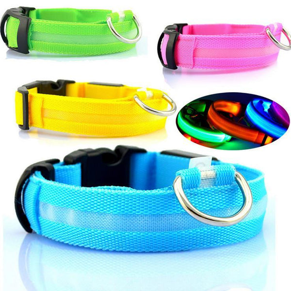 LED Nylon Pet Dog Collar Night Safety Glow Flashing Dog Cat Collar Led Luminous Small Dogs Collars USB Rechargeable