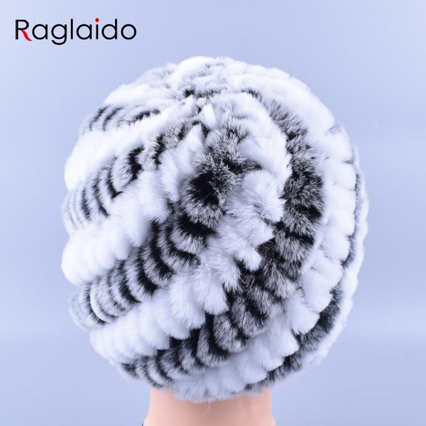 Genuine Rex Fur Pom poms Snow Cap Winter Hats for Girls Skull Cap Real Fur Knitting Rabbit Skullies Beanies Women Hats LQ11169