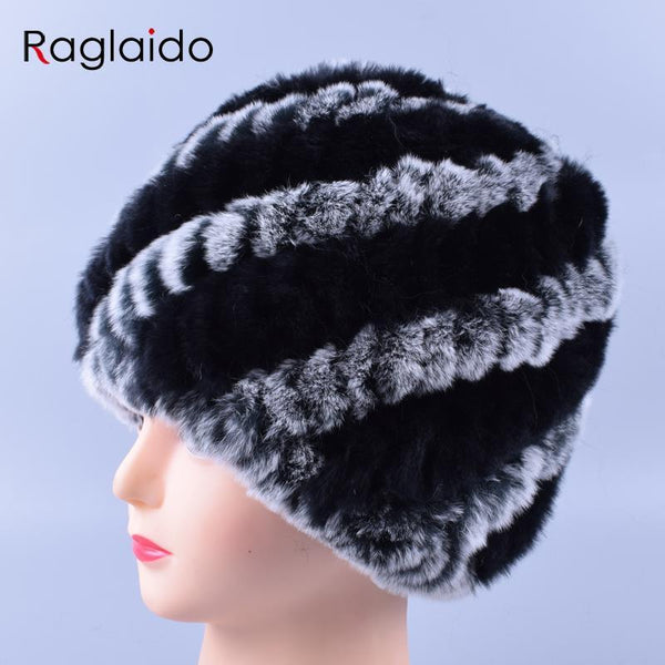 Genuine Rex Fur Pom poms Snow Cap Winter Hats for Girls Skull Cap Real Fur Knitting Rabbit Skullies Beanies Women Hats LQ11169