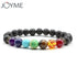 Joyme New 7 Chakra Bracelet Men Black Lava Healing Balance Beads Reiki Buddha Prayer Natural Stone Yoga Bracelet For Women