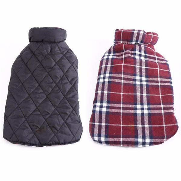 Dog Clothes Waterproof Reversible Dog Jacket Designer Warm Plaid Winter Dog Coats Pet Clothes Small to Large