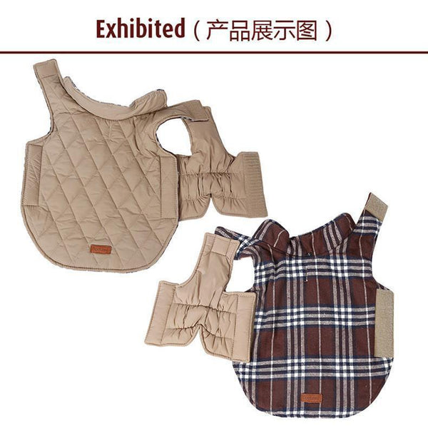Dog Clothes Waterproof Reversible Dog Jacket Designer Warm Plaid Winter Dog Coats Pet Clothes Small to Large