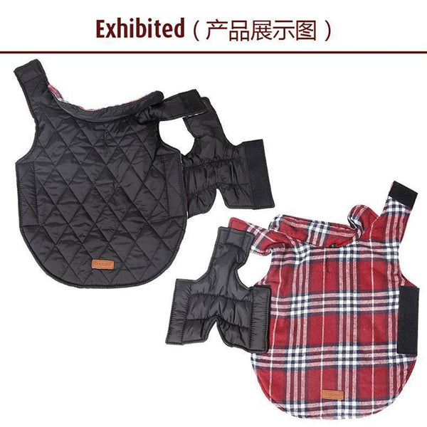 Dog Clothes Waterproof Reversible Dog Jacket Designer Warm Plaid Winter Dog Coats Pet Clothes Small to Large