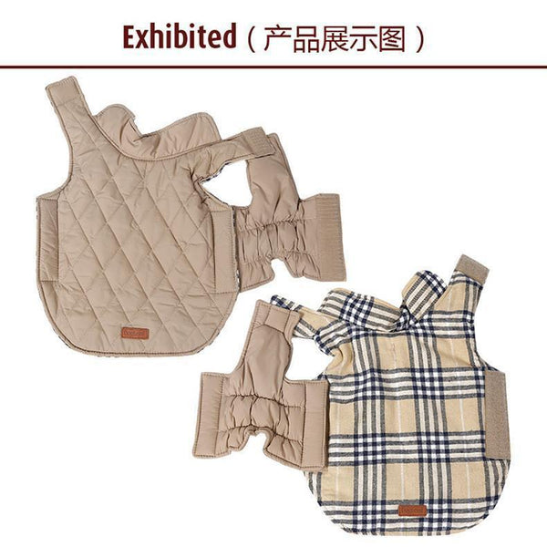 Dog Clothes Waterproof Reversible Dog Jacket Designer Warm Plaid Winter Dog Coats Pet Clothes Small to Large