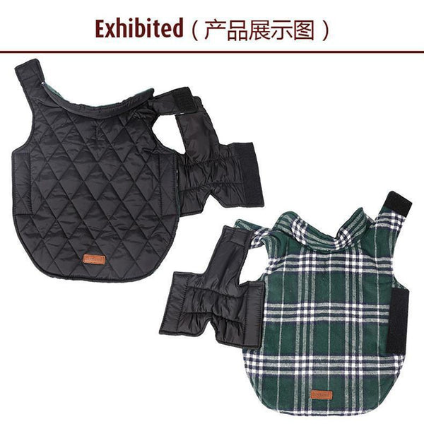 Dog Clothes Waterproof Reversible Dog Jacket Designer Warm Plaid Winter Dog Coats Pet Clothes Small to Large