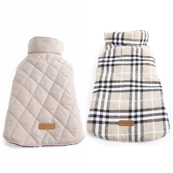 Dog Clothes Waterproof Reversible Dog Jacket Designer Warm Plaid Winter Dog Coats Pet Clothes Small to Large