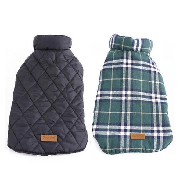 Dog Clothes Waterproof Reversible Dog Jacket Designer Warm Plaid Winter Dog Coats Pet Clothes Small to Large