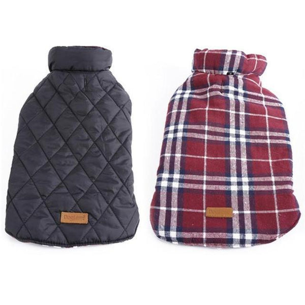 Dog Clothes Waterproof Reversible Dog Jacket Designer Warm Plaid Winter Dog Coats Pet Clothes Small to Large