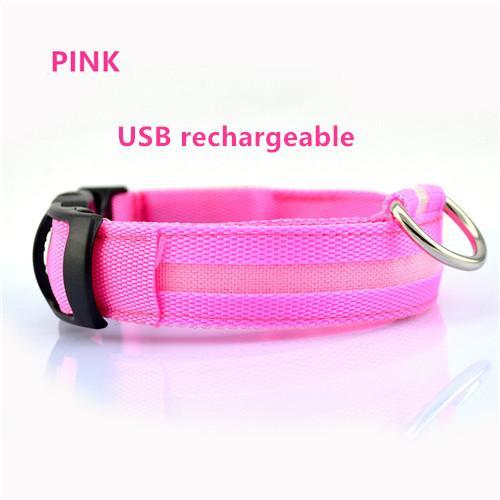 LED Nylon Pet Dog Collar Night Safety Glow Flashing Dog Cat Collar Led Luminous Small Dogs Collars USB Rechargeable