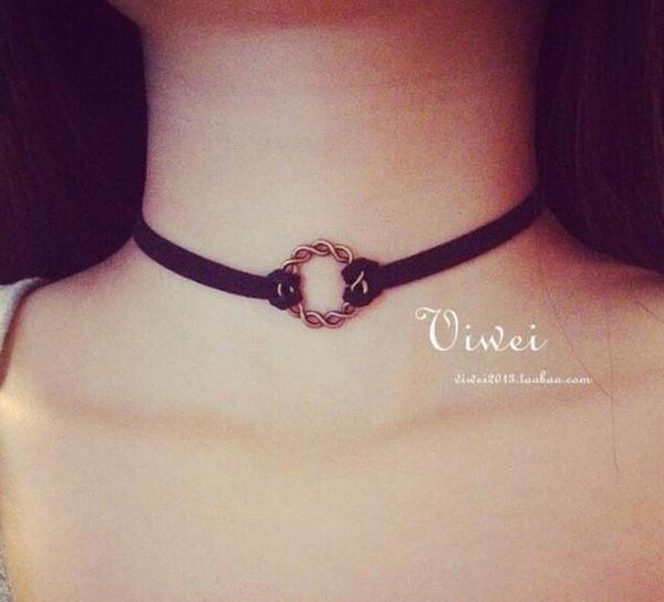 90's Women Black Velvet Choker Necklace Gothic Handmade Retro Burlesque Jewelry