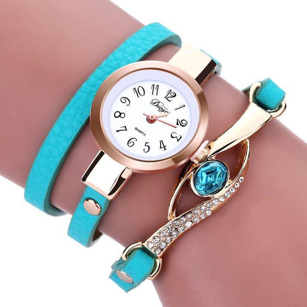 Duoya Ladies' Fashion Watches Eye Gemstone Luxury Watches Women Gold Bracelet Watch Female Quartz Wristwatches Montre Feida