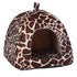 Cat House Foldable Soft Winter Leopard Dog Bed Strawberry Cave Dog House Cute Kennel Nest Dog Fleece Pet Cat Bed