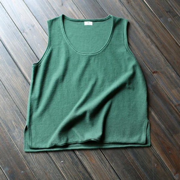 Johnature 12 Colors Tank 2017 New Summer Cotton Women Vest Knitted Solid Color O-neck Washed Female Loose Tops