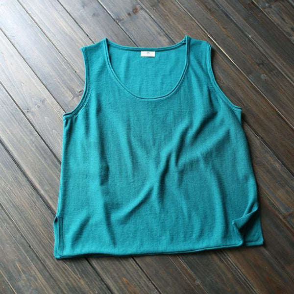 Johnature 12 Colors Tank 2017 New Summer Cotton Women Vest Knitted Solid Color O-neck Washed Female Loose Tops