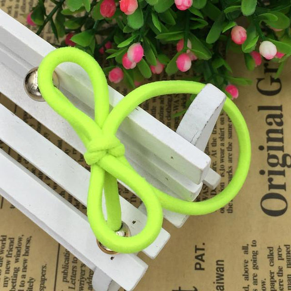 5Pcs/Bag Bowknot Gold Plated Beads Hair Holders Elastics 2015 New 12 Colours Women Rubber Bands  Girl's Tie Gum Hair Accessories