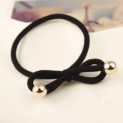 5Pcs/Bag Bowknot Gold Plated Beads Hair Holders Elastics 2015 New 12 Colours Women Rubber Bands  Girl's Tie Gum Hair Accessories