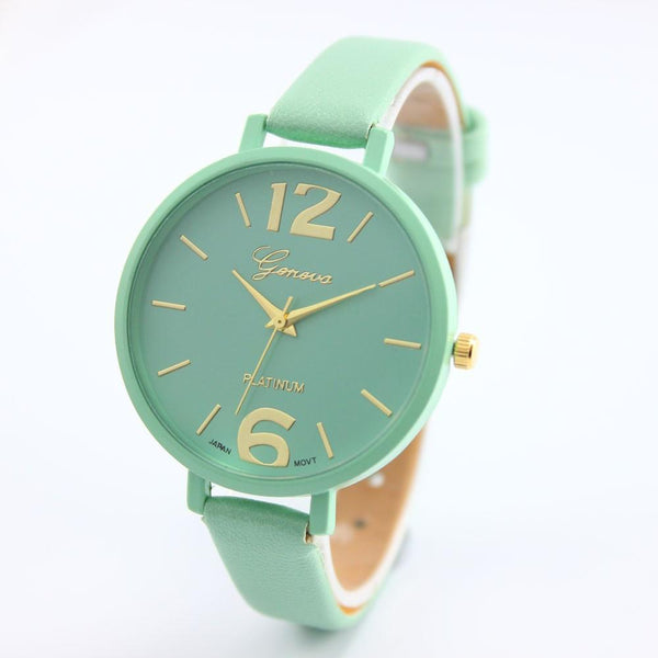 Ladies Fashion Quartz Watches Women Green Geneva Watch Women Leather Casual Dress Women's Watch Wrist Watch Saat Montre Femme