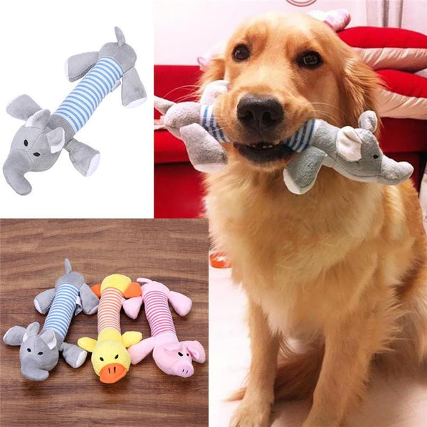 New Dog Toys Pet Puppy Chew Squeaker Squeaky Plush Sound Duck Pig & Elephant Toys 3 Designs FREE SHIPPING