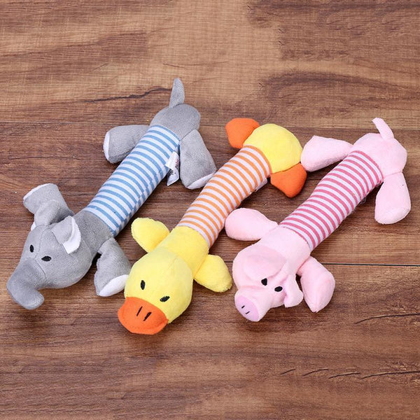 New Dog Toys Pet Puppy Chew Squeaker Squeaky Plush Sound Duck Pig & Elephant Toys 3 Designs FREE SHIPPING