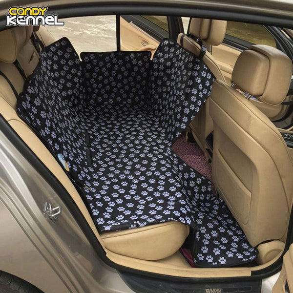 CANDY KENNEL Footprint Dog Carriers Waterproof Rear Back Pet Dog Car Seat Cover Mats Hammock Protector With Safety Belt D1010