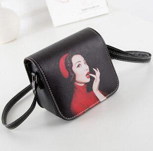 Bolsa Bolsos Carteras Women PU Leather Cat Wearing Big Glasses Print Shoulder Handbags 2017 Small Messenger Bag