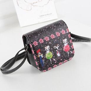 Bolsa Bolsos Carteras Women PU Leather Cat Wearing Big Glasses Print Shoulder Handbags 2017 Small Messenger Bag