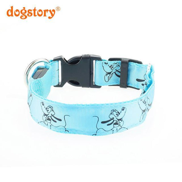 1Pieces /Dogstory Glow LED Nylon Pet Cat Dog Collar Fashion Printing For Dog Harness Pet Collars Wholesale Christmas Accessories