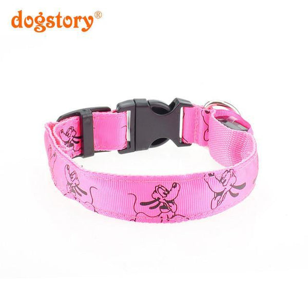 1Pieces /Dogstory Glow LED Nylon Pet Cat Dog Collar Fashion Printing For Dog Harness Pet Collars Wholesale Christmas Accessories