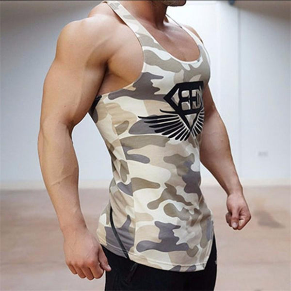 Fitness Men Tank Top Army Camo Camouflage Mens Bodybuilding Stringers Tank Tops Singlet Brand Clothing Sleeveless Shirt