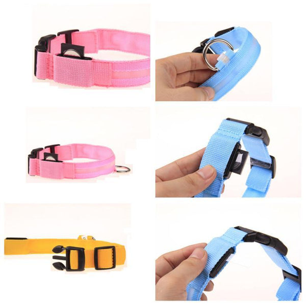 Nylon Pet Dog Collar LED Light Night Safety Light-up Flash Glowing in Dark Cat Collar LED Dog Collars Small Dogs Dog Accessories