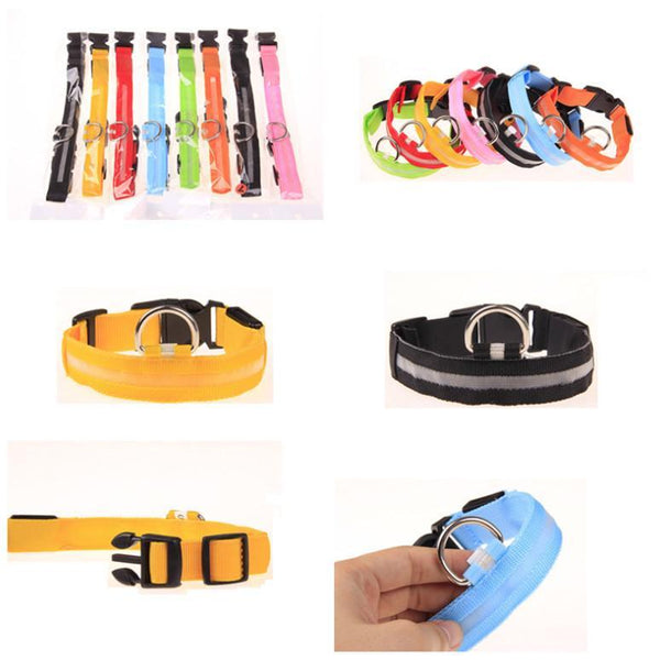 Nylon Pet Dog Collar LED Light Night Safety Light-up Flash Glowing in Dark Cat Collar LED Dog Collars Small Dogs Dog Accessories