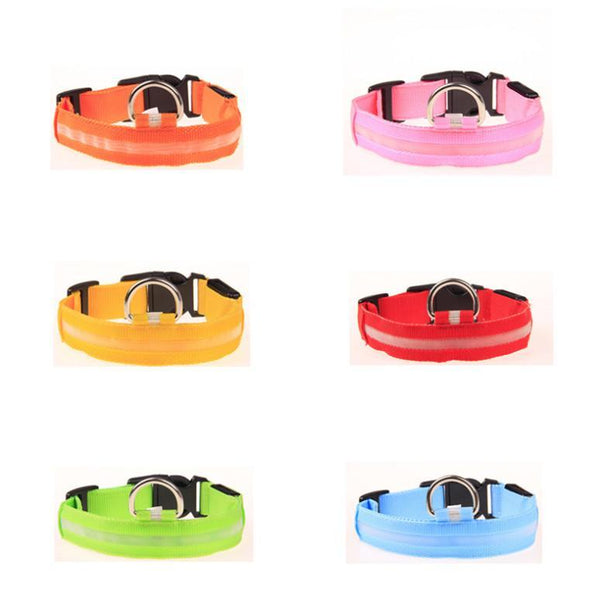 Nylon Pet Dog Collar LED Light Night Safety Light-up Flash Glowing in Dark Cat Collar LED Dog Collars Small Dogs Dog Accessories